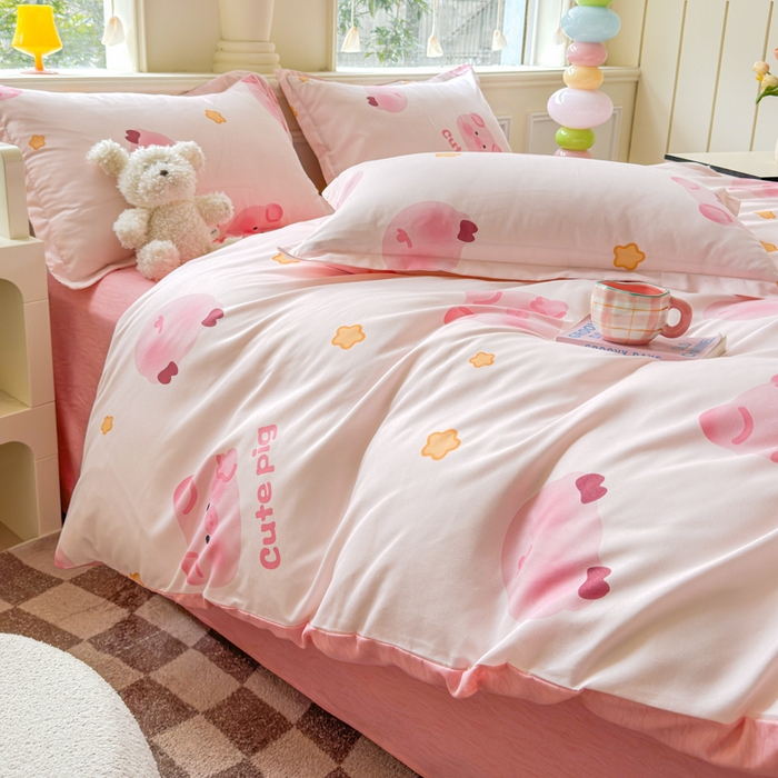 91家纺网 家纺一手货源 找家纺 佑佳家纺 2025年新款铂金棉芦荟棉学生三件套四件套 单被套 单枕套「支持定做各种尺寸」 猪猪侠