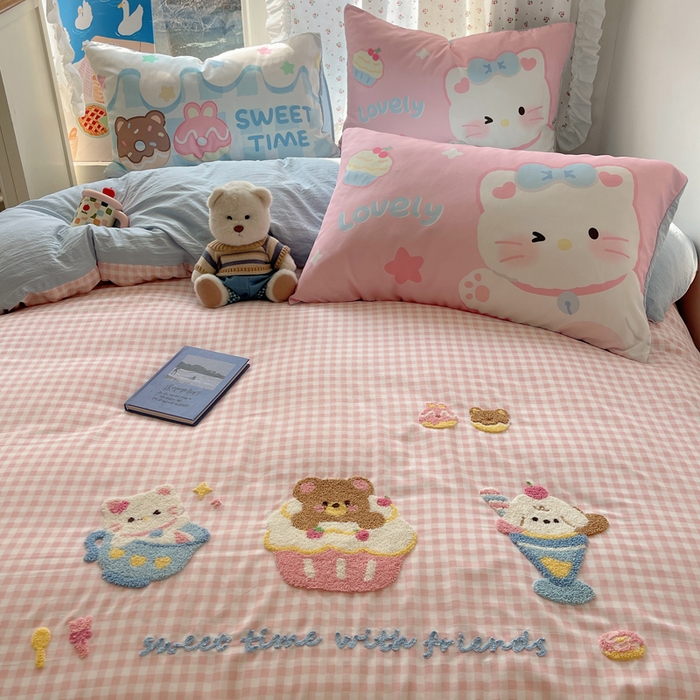 91家纺网 家纺一手货源 找家纺 慕澄家纺 2025新款毛巾绣小清新四件套 甜品会