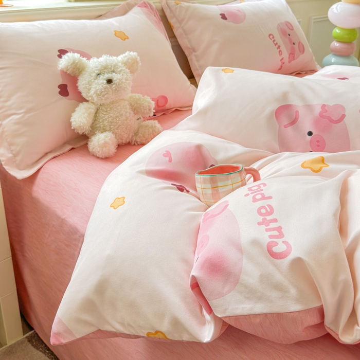 91家纺网 家纺一手货源 找家纺 佑佳家纺 2025年新款铂金棉芦荟棉学生三件套四件套 单被套 单枕套「支持定做各种尺寸」 猪猪侠