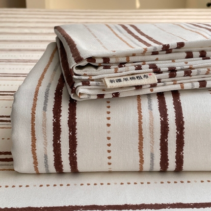 91家纺网 家纺一手货源 找家纺 雅居纺家纺 2025春夏新款全棉纯棉简约老粗布-单床单 床单单件凉席席 年华-咖