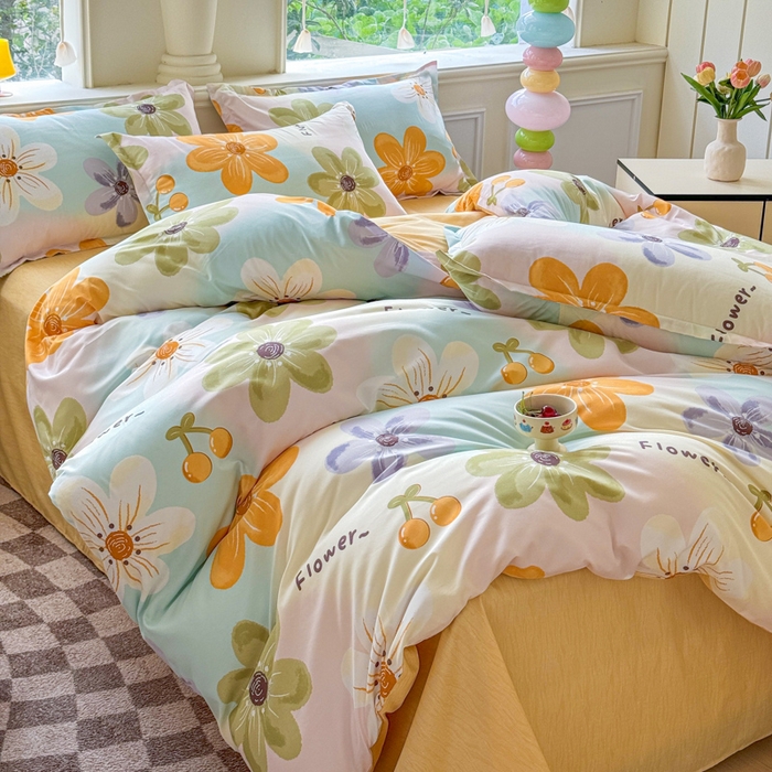 91家纺网 家纺一手货源 找家纺 佑佳家纺 2025年新款铂金棉芦荟棉学生三件套四件套 单被套 单枕套「支持定做各种尺寸」 浅浅花漾