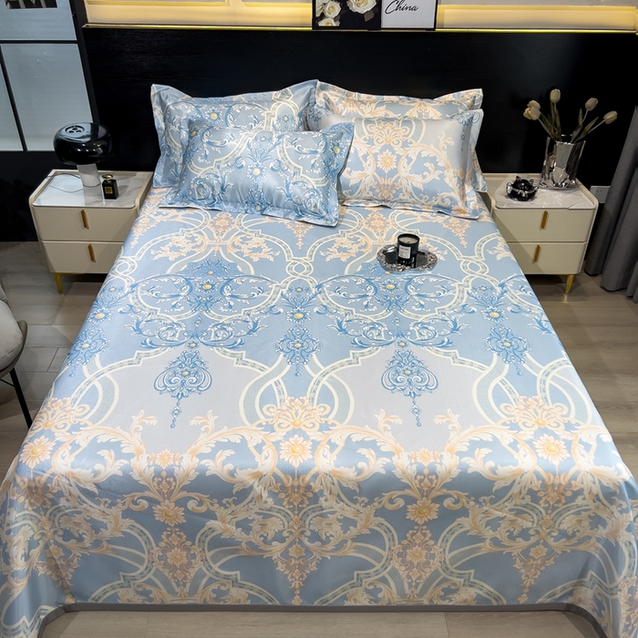 91家纺网 家纺一手货源 找家纺 许林家纺  2025新款冰丝凉席床单款凉席三件套 尤娜