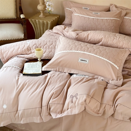 宏羽纺 2025新款全棉绗缝加厚磨毛四件套 奶咖