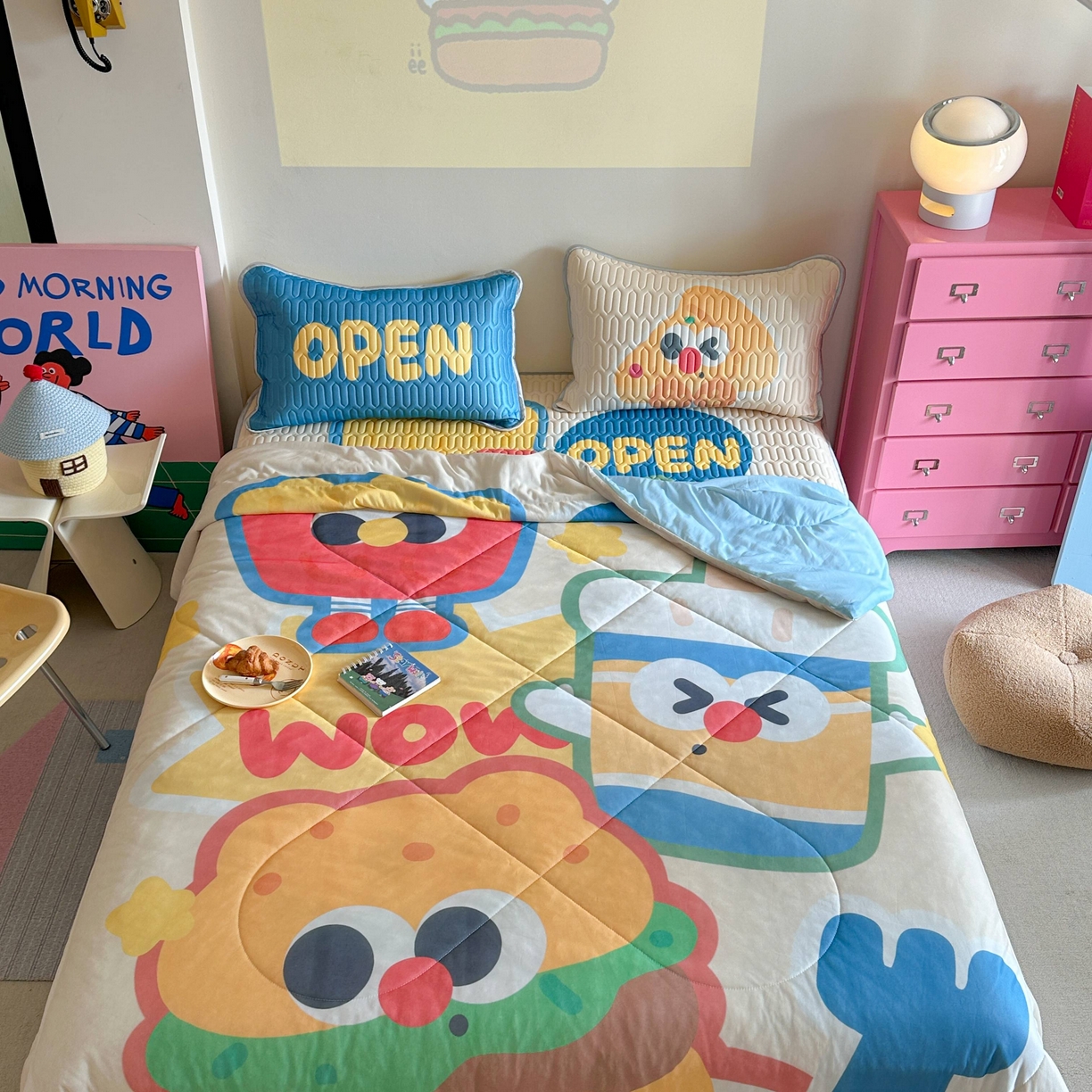 91家纺网 家纺一手货源 找家纺 美乐迪家纺2025新款凉感丝乳胶凉席夏被夏凉被空调被 汉堡