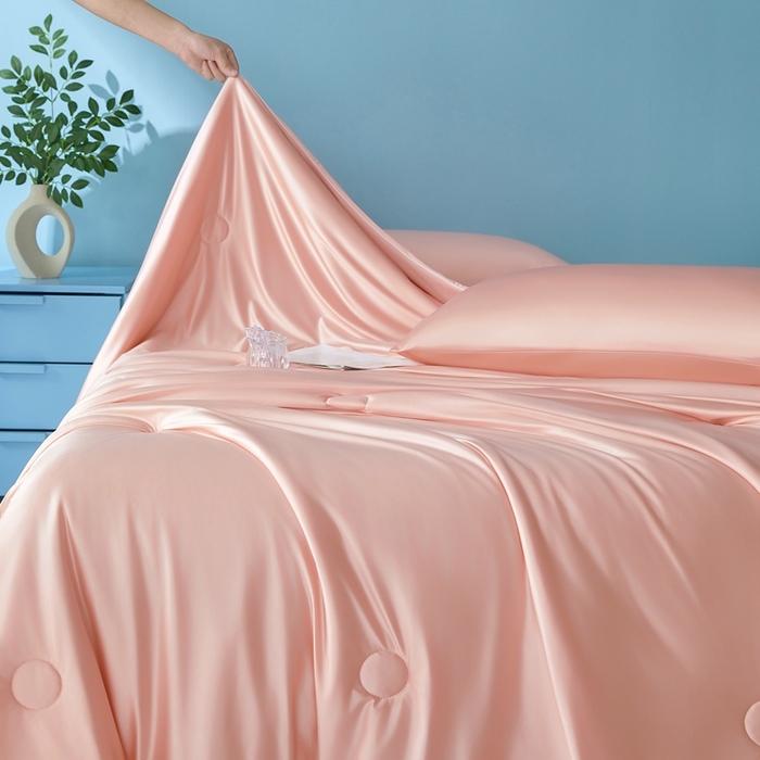 91家纺网 家纺一手货源 找家纺 芊梵 2025新款凉感丝夏被20%氨纶+80%锦纶夏凉被空调被 冰肌玉