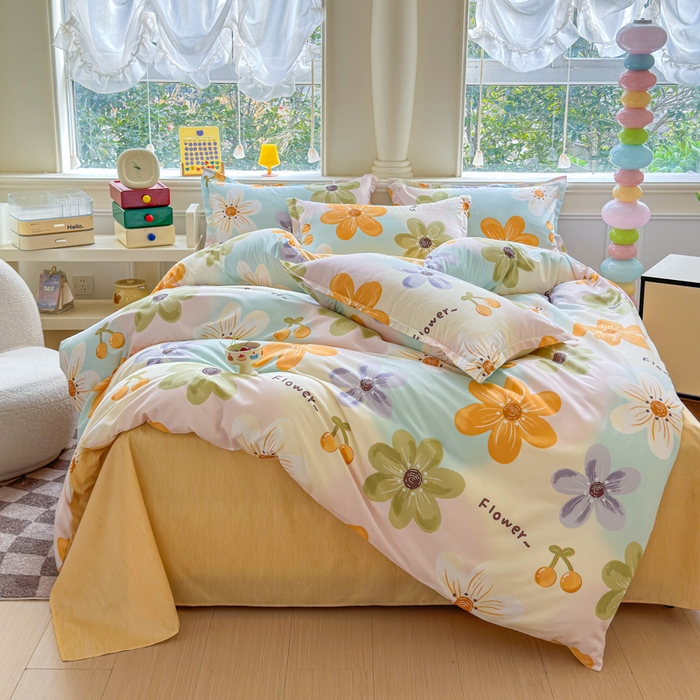 91家纺网 家纺一手货源 找家纺 佑佳家纺 2025年新款铂金棉芦荟棉学生三件套四件套 单被套 单枕套「支持定做各种尺寸」 浅浅花漾