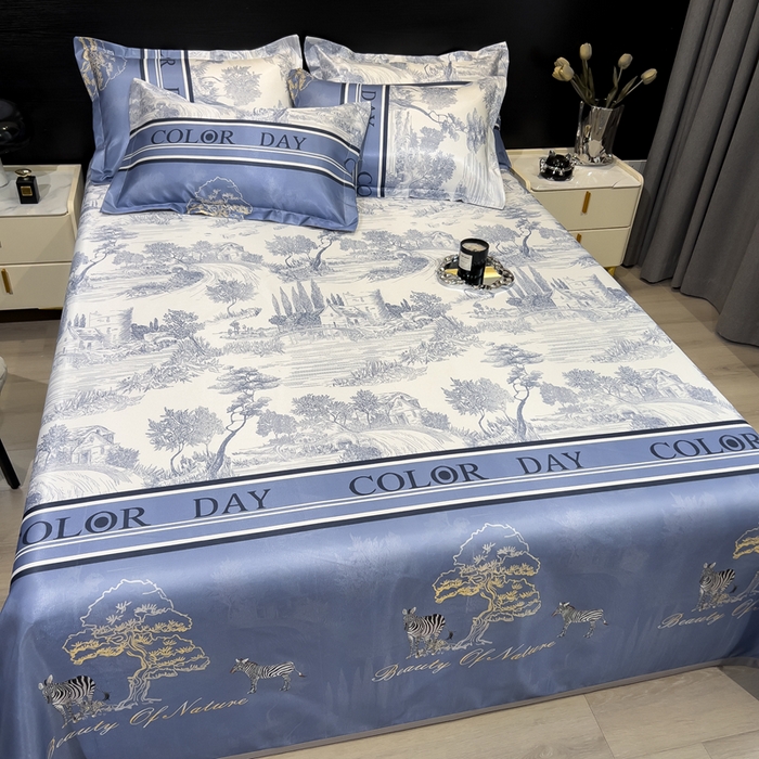 91家纺网 家纺一手货源 找家纺 许林 2025新款冰丝凉席床单款凉席三件套-梧桐