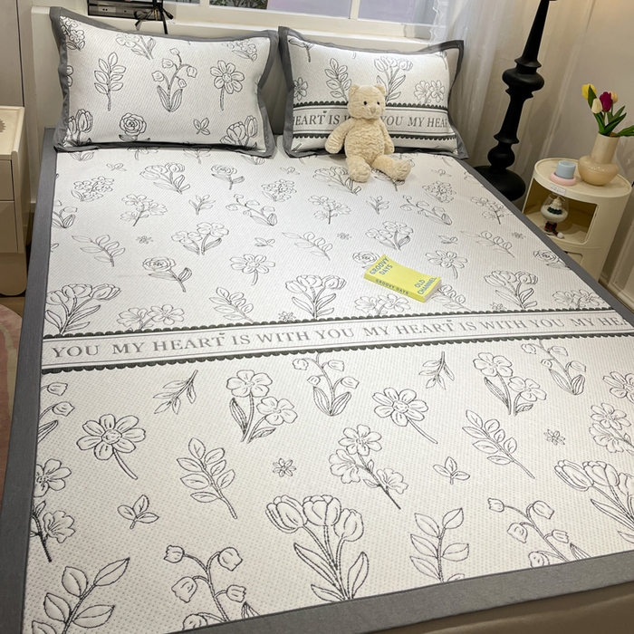 91家纺网 家纺一手货源 找家纺 雅居纺家纺 2025春夏新款A类加厚三明治底提花凉感席床席款 复古花园