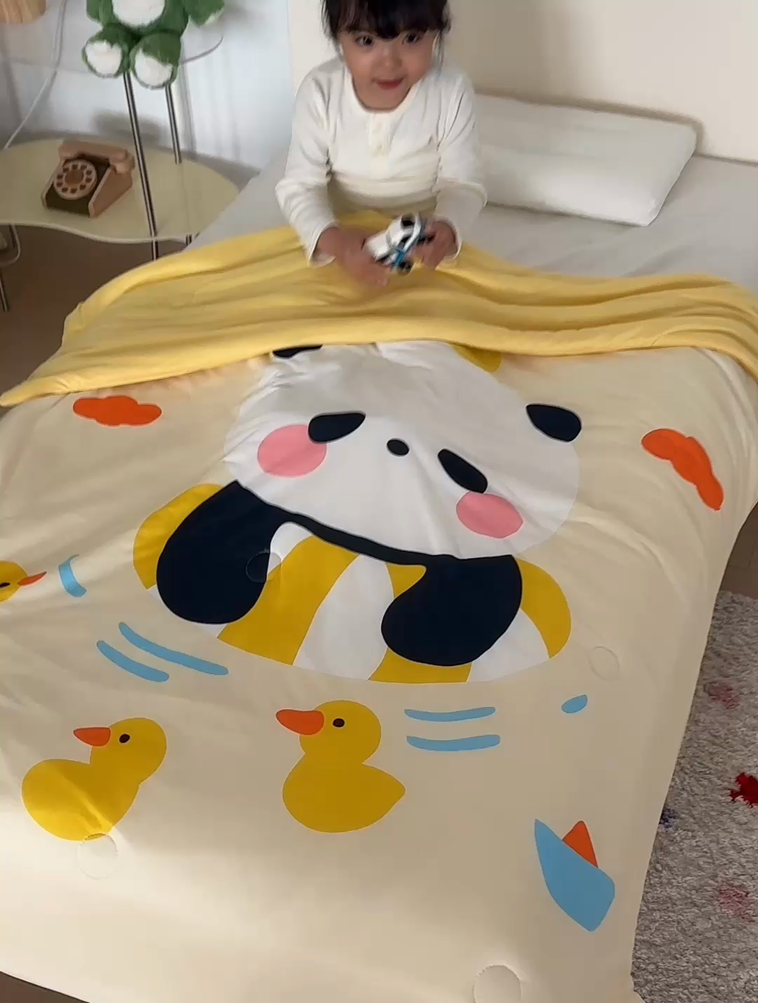 91家纺网 家纺一手货源 找家纺 荷马之梦 2025新款卡通数码印花大版针织棉儿童夏被-绵绵系列 童趣熊