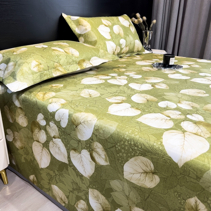 91家纺网 家纺一手货源 找家纺 许林 2025新款冰丝凉席床单款凉席三件套-绿洲