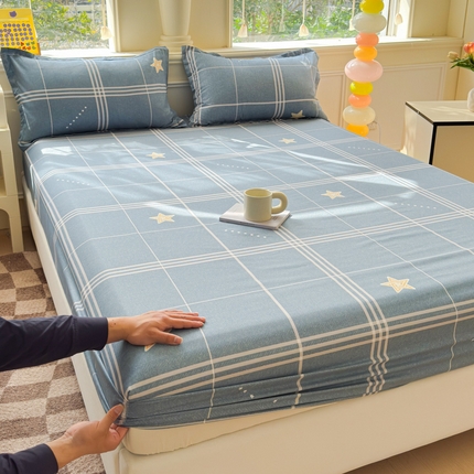 佑佳家纺 2025年新款铂金棉芦荟棉单床笠，有配套枕套「支持定制各种尺寸」 万星如一