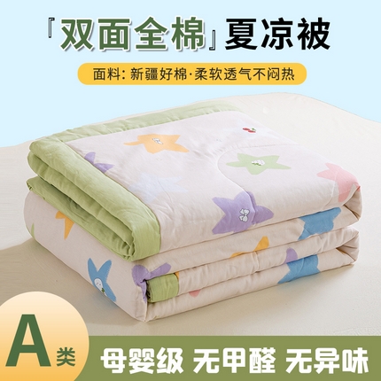 91家纺网 家纺一手货源 找家纺 沃尔居 2025新款双面全棉印花夏被可机洗小清新纯棉夏凉被薄被芯空调被子 雨汐