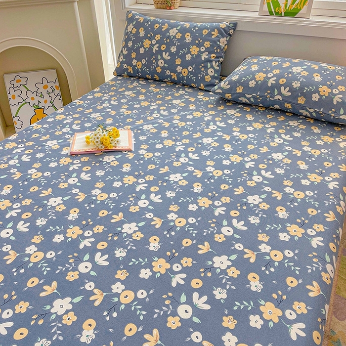 91家纺网 家纺一手货源 找家纺 晓时候2025新款老粗布床笠凉席 郁然花开