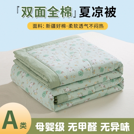 91家纺网 家纺一手货源 找家纺 沃尔居 2025新款双面全棉印花夏被可机洗小清新纯棉夏凉被薄被芯空调被子 雨汐