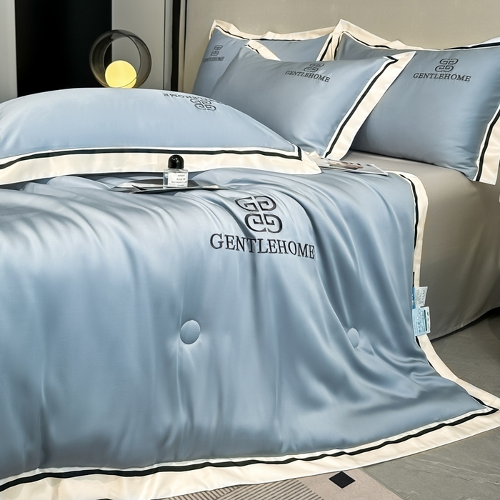 91家纺网 家纺一手货源 找家纺 笙意家纺2025新款水洗真丝夏被 威廉-海清+山灰