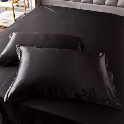 经年 2025年奢华真丝手感水洗冰丝天丝单枕套-初见系列 直播爆款 初见-贵族黑