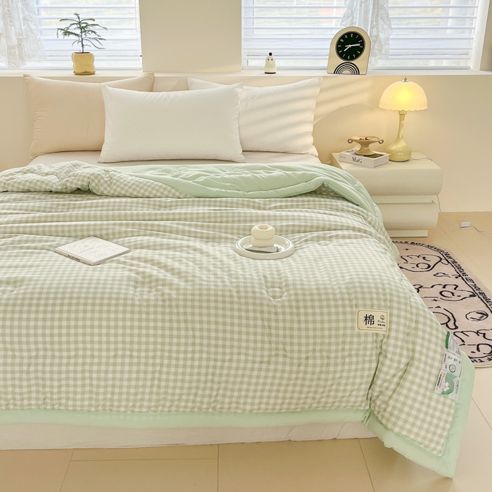 91家纺网 家纺一手货源 找家纺 爱宝被业 2025新款A类无印风针织棉新疆棉花夏被 远山