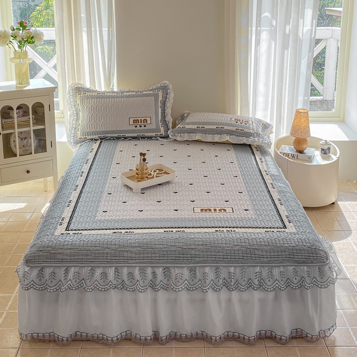 91家纺网 家纺一手货源 找家纺 麋兔 2025新款冰丝床裙乳胶凉席席子 沐香