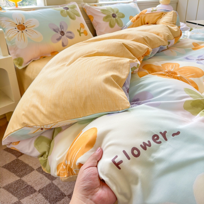 91家纺网 家纺一手货源 找家纺 佑佳家纺 2025年新款铂金棉芦荟棉学生三件套四件套 单被套 单枕套「支持定做各种尺寸」 浅浅花漾