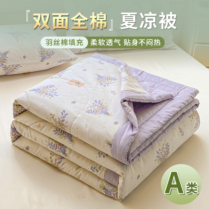 91家纺网 家纺一手货源 找家纺 沃尔居 2025新款双面全棉印花夏被可机洗小清新纯棉夏凉被薄被芯空调被子 罗曼蒂克