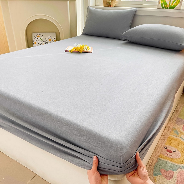 91家纺网 家纺一手货源 找家纺 晓时候2025新款老粗布床笠凉席 高级灰