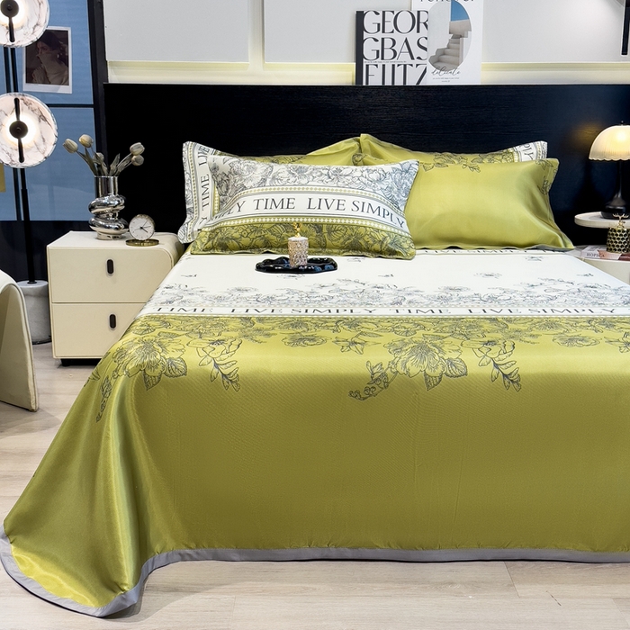 91家纺网 家纺一手货源 找家纺 许林 2025新款冰丝凉席床单款凉席三件套-绿玉薄荷