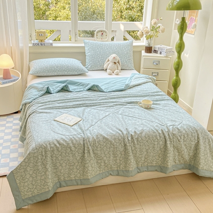 沃尔居 2025新款双面全棉印花夏被可机洗小清新纯棉夏凉被薄被芯空调被子 轻盈如羽