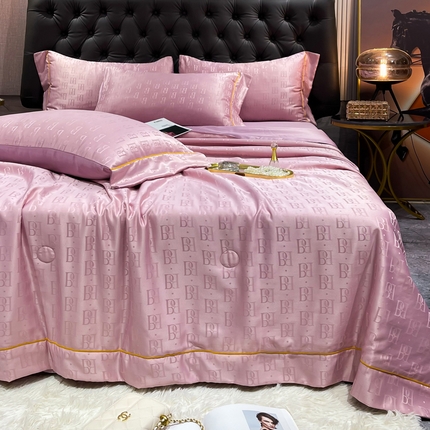 91家纺网 家纺一手货源 找家纺 （总）经年 2025新款60S贡缎提花水洗真丝冰丝天丝大豆夏被四件套直播爆款