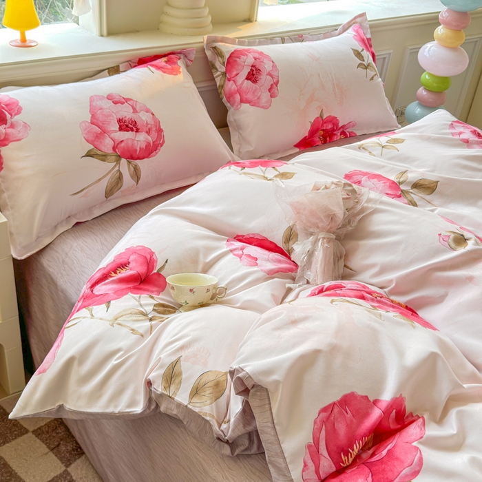 91家纺网 家纺一手货源 找家纺 佑佳家纺 2025年新款铂金棉芦荟棉学生三件套四件套 单被套 单枕套「支持定做各种尺寸」 牡丹花