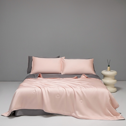 91家纺网 家纺一手货源 找家纺 （总）利欧 2025新款纯色双拼水洗天丝夏被四件套