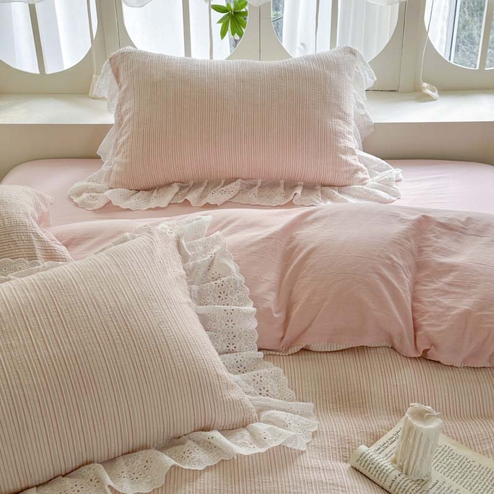 91家纺网 家纺一手货源 找家纺 （总）亲亲公主 2025新款全棉水洗棉色织提花四件套-糖果日记