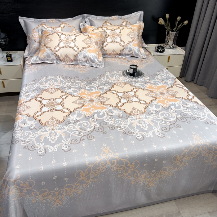 91家纺网 家纺一手货源 找家纺 许林家纺  2025新款冰丝凉席床单款凉席三件套 欧诺拉