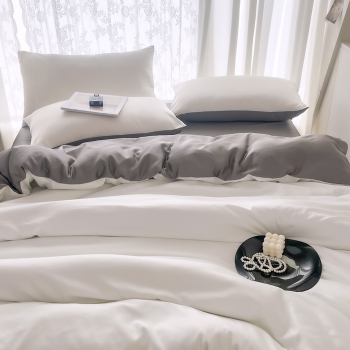 91家纺网 家纺一手货源 找家纺 （总）老K (原美阁） 2025新款爆款夏季纯色冰丝四件套 水洗真丝四件套纯色冰丝被套单品