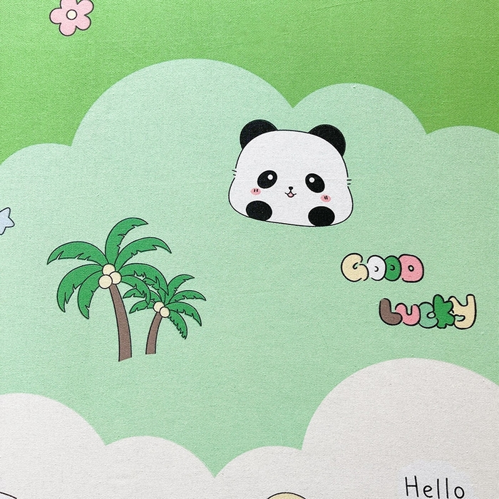 91家纺网 家纺一手货源 找家纺 晓时候2025新款老粗布床笠凉席 熊猫假日