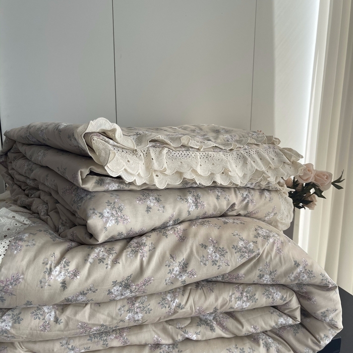 91家纺网 家纺一手货源 找家纺 莱豫2025新款法式纯棉夏被春秋被 花海米