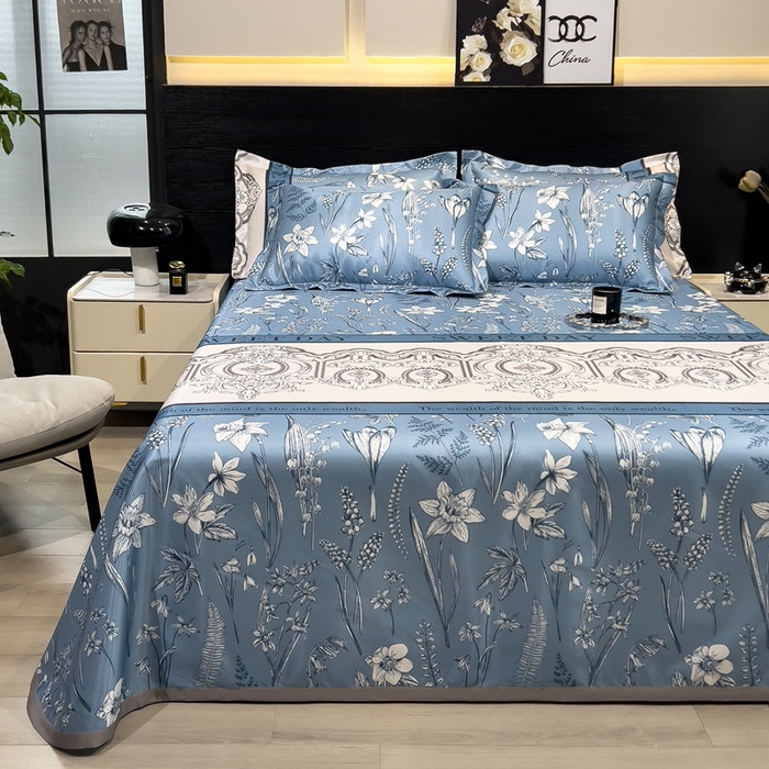 91家纺网 家纺一手货源 找家纺 许林 2025新款冰丝凉席床单款凉席三件套-观夏