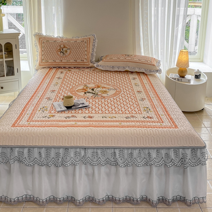 91家纺网 家纺一手货源 找家纺 麋兔 2025新款冰丝床裙乳胶凉席席子 苏美拉