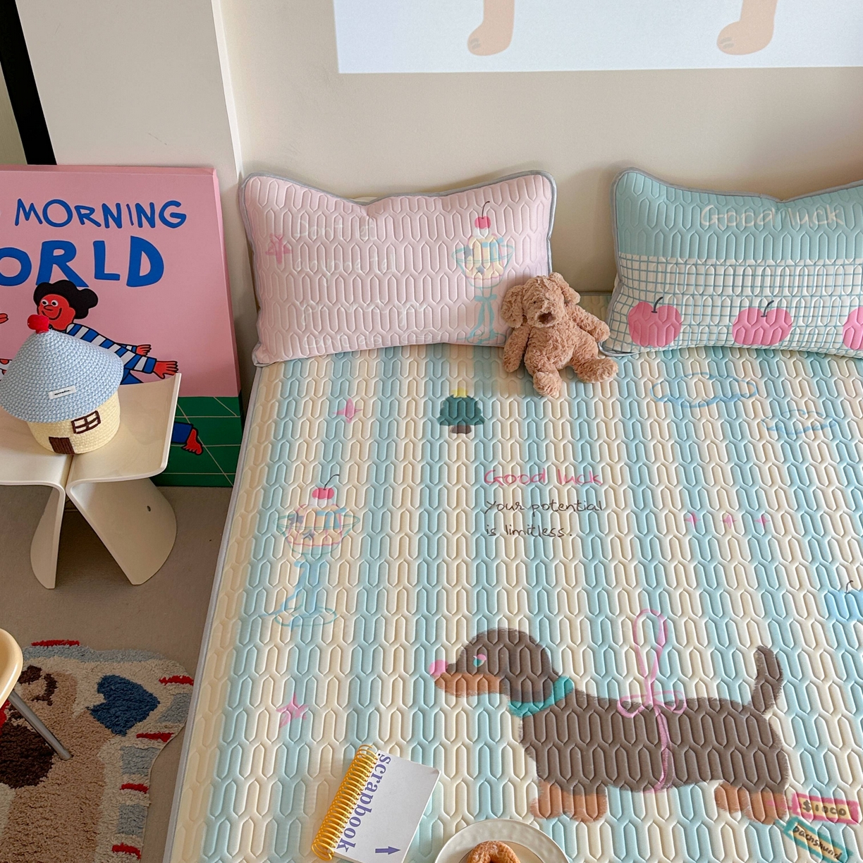 91家纺网 家纺一手货源 找家纺 美乐迪家纺2025新款凉感丝乳胶凉席夏被夏凉被空调被 露丝的腊肠狗