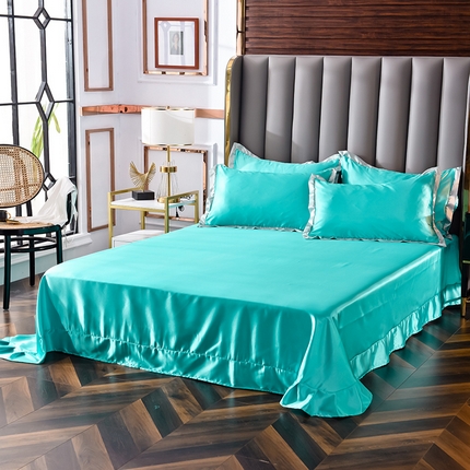 91家纺网 家纺一手货源 找家纺 经年 2025年奢华真丝手感水洗冰丝天丝单床单-初见系列 直播爆款 初见-深水蓝