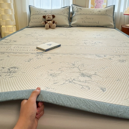雅居纺家纺 2025春夏新款A类加厚三明治底提花凉感席床席款 悠闲花园