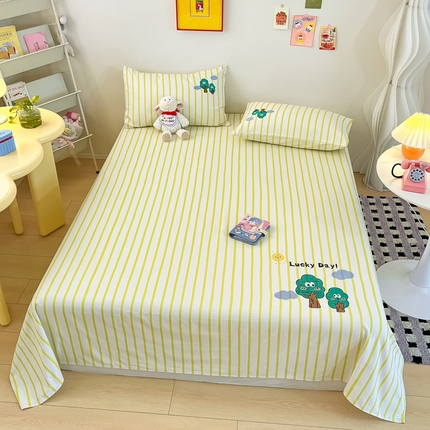 91家纺网 家纺一手货源 找家纺 雅居纺家纺 2025春夏新款全棉纯棉绣花A类老粗布单床单床单单件 老粗布-发财树