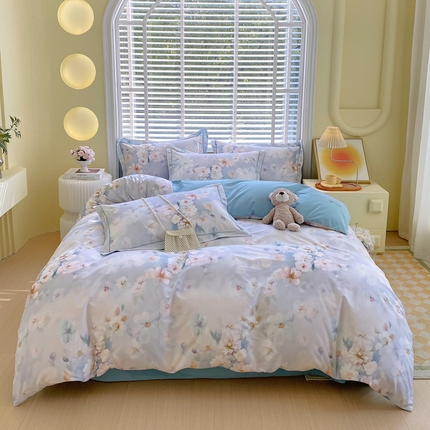 星期三家纺 2025年3月新款铂金全棉13372四件套（加老板微信有会员价）（加微信有会员价） 水中月兰