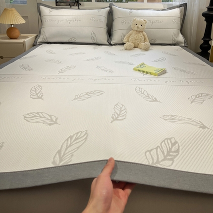雅居纺家纺 2025春夏新款A类加厚三明治底提花凉感席床席款 叶子