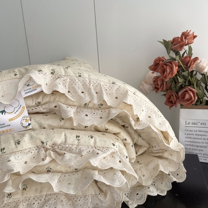 91家纺网 家纺一手货源 找家纺 莱豫2025新款法式纯棉夏被春秋被 蜜芽米