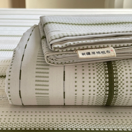91家纺网 家纺一手货源 找家纺 雅居纺家纺 2025春夏新款全棉纯棉简约老粗布-单床单 床单单件凉席席 自由-绿