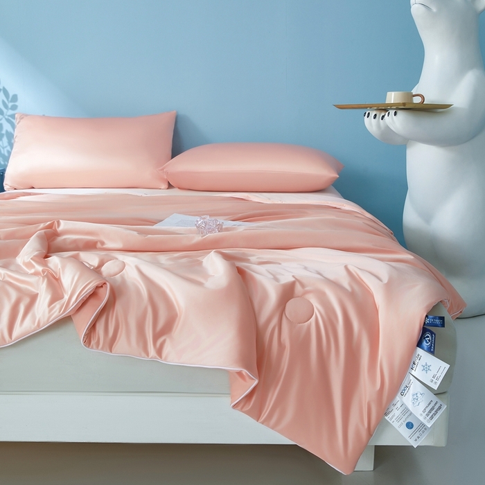 91家纺网 家纺一手货源 找家纺 芊梵 2025新款凉感丝夏被20%氨纶+80%锦纶夏凉被空调被 冰肌玉