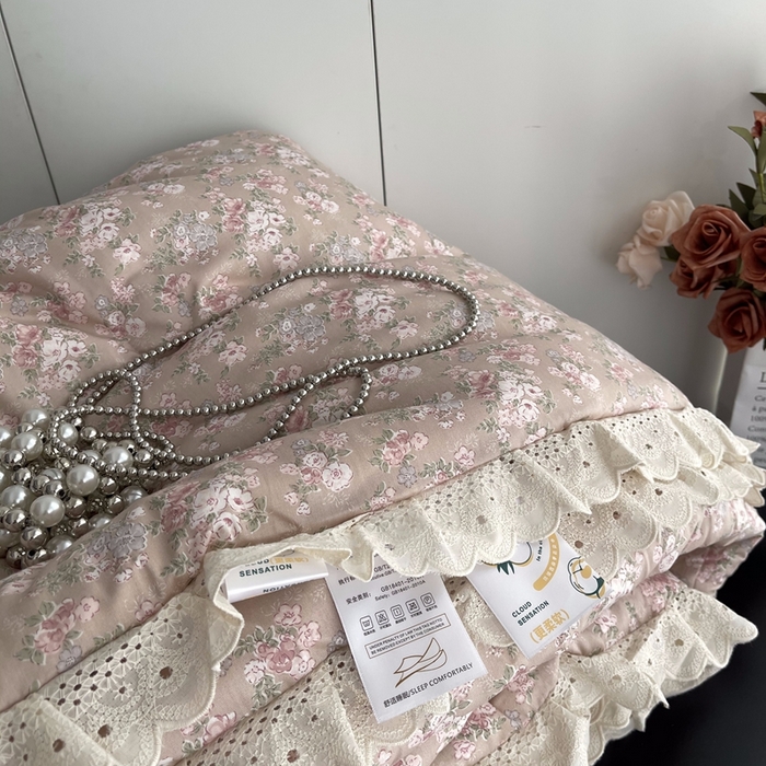 91家纺网 家纺一手货源 找家纺 莱豫2025新款法式纯棉夏被春秋被 花海玉