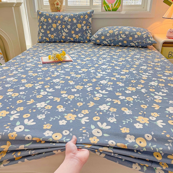 91家纺网 家纺一手货源 找家纺 晓时候2025新款老粗布床笠凉席 郁然花开