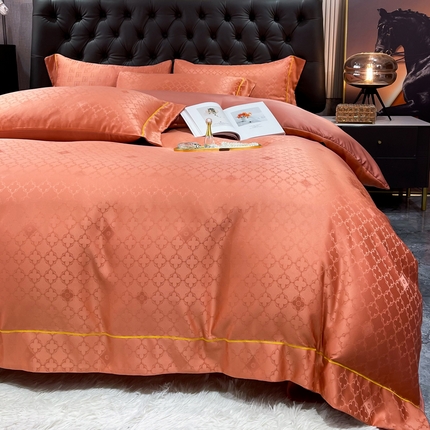 经年 2025新款60S贡缎提花水洗真丝冰丝天丝四件套直播爆款 香瑾-艾玛橙