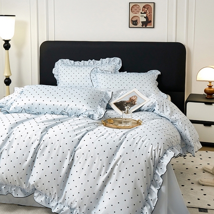 91家纺网 家纺一手货源 找家纺 （总）老K (原美阁） 2025新款夏季轻奢水洗真丝四件套 花边高级感韩版冰丝四件套